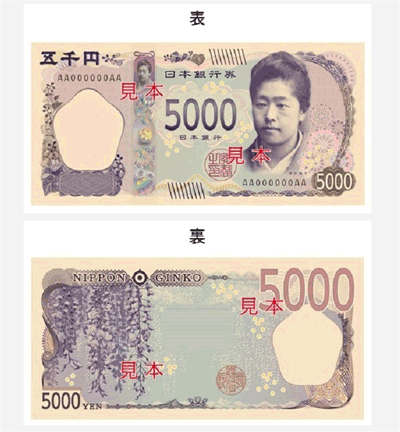 新しい五千円札のデザイン表裏